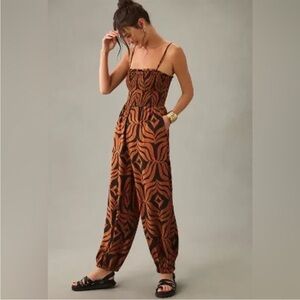 Anthropologie printed balloon leg jumpsuit size XS tall XST